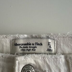 White Abercrombie Ankle Straight Jeans